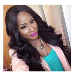 Shoulder Length Black Hair Wig Straight at the top Wavy at the ends